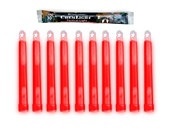 Cyalume ChemLight Military Grade Chemical Light Sticks – 30 Minute Duration Light Sticks Provide Intense Light, Ideal as Emergency or Safety Lights and Much More, Standard Issue for U.S. Military Personnel – Red, 6” Long (Pack of 10)