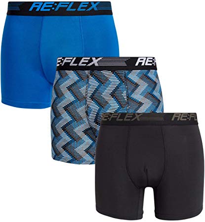 Re:Flex Mens Compression Performance Boxer Briefs Underwear (3 Pack)