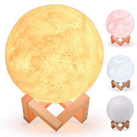 Magicfly Moon Lamp 7.1 Inch, Dimmable with Tap Control, Rechargeable Lunar Light Home Decorative Night Light for Christmas Gift