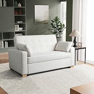 Serta Ainsley Full Size Convertible Loveseat, 66.5 x 37.6 x 38.6 in, Oyster