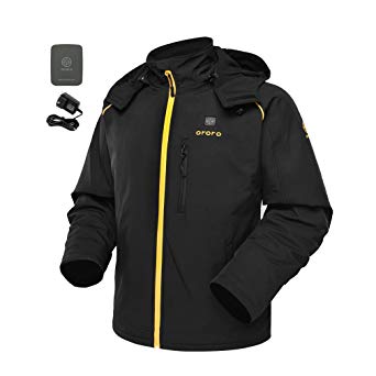 ororo Men's Soft Shell Heated Jacket with Detachable Hood and Battery Pack