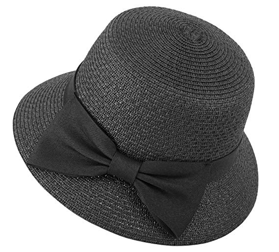 Lullaby Women's Wide Brim Straw Sun Hat w/Large Decorative Bow and Drawstring