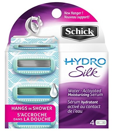 Schick Hydro Silk Shower Ready Moisturizing Razor Blade Refills for Women with ALL NEW Shower Hanger  - 4 Count