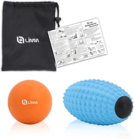 Limm Lacrosse Ball and Roller - Massage Ball & Deep Tissue Roller for Trigger Point Therapy and Myofascial Release, Plantar Fasciitis, Foot, Back, Shoulder & Neck Pain Relief - Includes Free Carry Bag