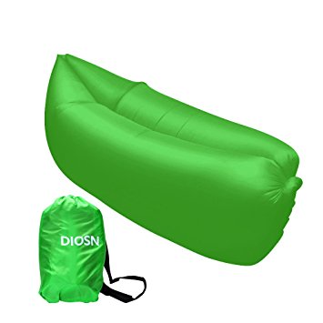 Diosn Outdoor Convenient Inflatable Lounger Air Sleeping Bag Nylon Fabric Sleeping Compression Air Bag without Air Pump (Green )