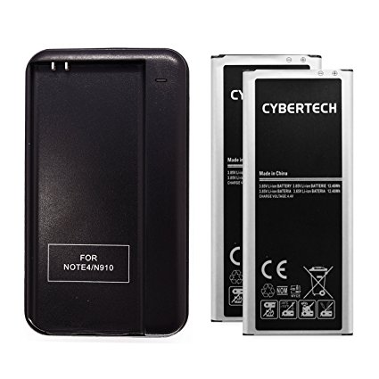 CyberTech 2X High Capacity Replacement Li-ion Battery 3200mAh with Multi Function USB Wall Charger for Samsung Galaxy Note 4