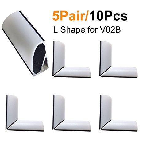 LightingWill 5Pair/10Pcs Black Spliced L-shape LED Aluminum Channel Corner Adapter for V02B Solution for 90 Angle Turning Corner Cabinet Bar Kitchen Wardrobe Installation -V02BL10