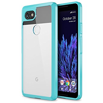 Trianium CLARIUM SERIES Case for Google Pixel 2 XL (2017) Premium Pixel2 XL Case Cover [Shock Absorption TPU  PC Back] Reinforced Corner Bumper Cushion /Scratch Resistant Protection -Turquoise/Clear