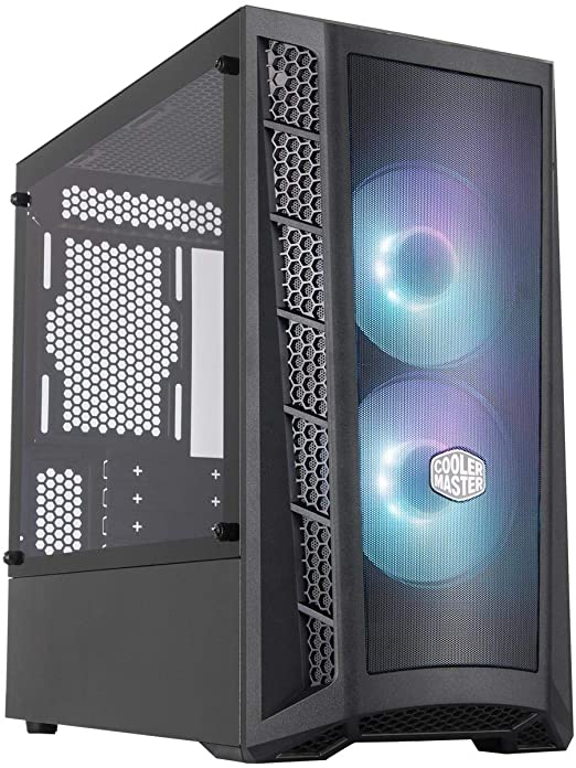 Cooler Master MasterBox MB311L ARGB Airflow Micro-ATX Tower with Dual ARGB Fans, Fine Mesh Front Panel, Mesh Side Intakes, and Tempered Glass Side Panel