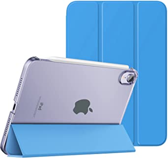 MoKo Case Fit New iPad Mini 6 2021 (6th Generation, 8.3-inch) - Slim Lightweight Hard Clear Back Shell Stand Cover with Translucent Frosted Back Protector, with Auto Wake/Sleep, Daisy Blue