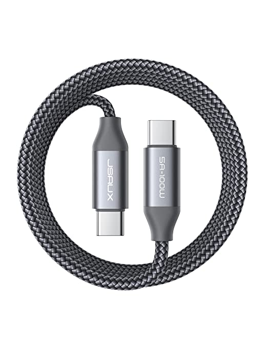 JSAUX USB C to USB C Cable 100W【6ft 10ft】5A Super Fast Type-C Charging Cord Long Compatible with MacBook Pro 2021 M1 MAC Air, iPad Pro 12.9 11, Air 5th/4 Samsung Galaxy S22 S21 Pixel 6 Switch-Grey