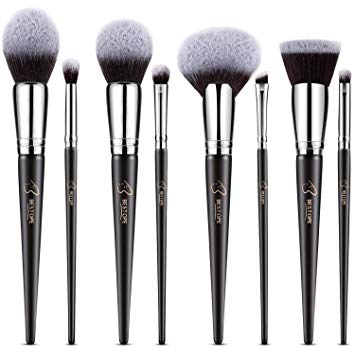 BESTOPE 8 Pieces Makeup Brushes, Conical Handle Professional Foundation Blush Concealer Fan Eyeshadow Cosmetic Brushes Set for Powder Liquid Cream