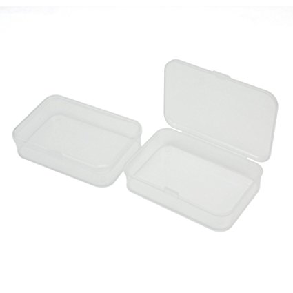 2Pcs Plastic Transparent Clear Storage Box Collection Container Case with Lid