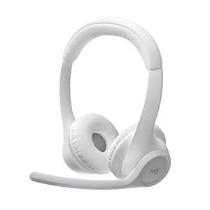 Logitech Zone 300 Wireless Bluetooth Over Ear Headset with Noise-Cancelling Microphone, Compatible with Windows, Mac, Chrome, Linux, iOS,iPados, Android Â– White