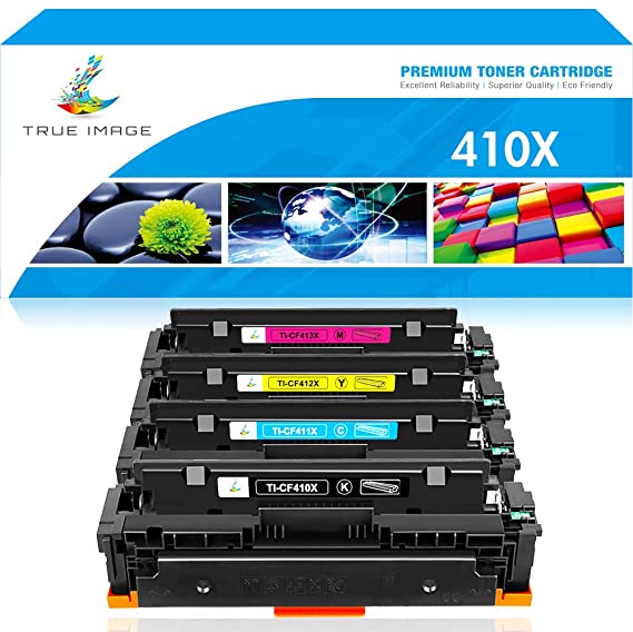 True Image Compatible Toner for HP 410X 410A CF410X CF410A CF411X CF412X CF413X for use with HP Color Laserjet Pro MFP M477fdn M477fnw M477fdw M477 M452nw M452dn M452dw M452 M377dw Printer Toner Ink