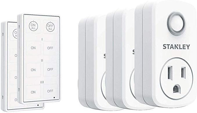 Stanley 37204 3-Pack Wireless Light Switch Remote System, 2 Transmitters, White