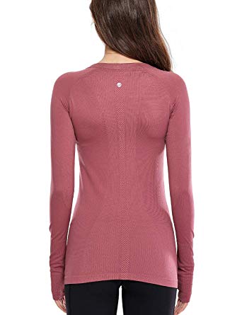 CRZ YOGA Women's Active Long Sleeve Sports Running Tee Top Seamless Leisure T-Shirt