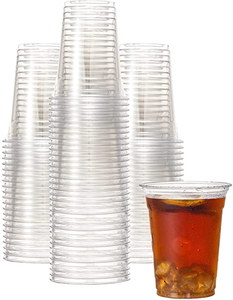 LULLABY 200 Pack Disposable Plastic Cups, 12 Oz Clear Plastic Cups, Disposable Cups for Party and Daily Use