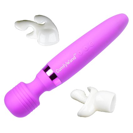 Comfywand Vibrator Wireless, Waterproof Massager Powerful Multi Speed Vibrating Massager with 2 white attachments