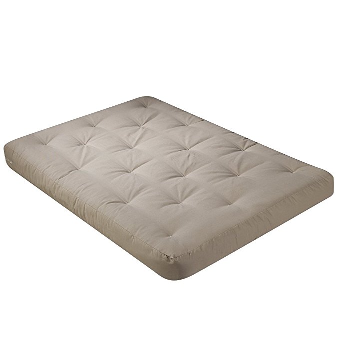 Serta Sycamore Double Sided Convoluted Foam and Cotton Queen Futon Mattress, Khaki, Made in the USA