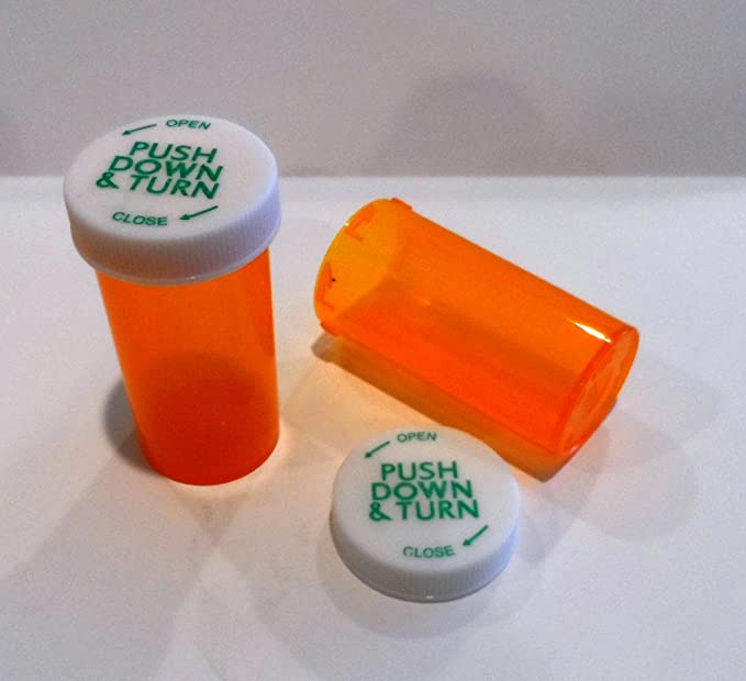 Plastic Prescription Vials/Bottles 25 Pack w/Caps Larger 13 Dram Size-New