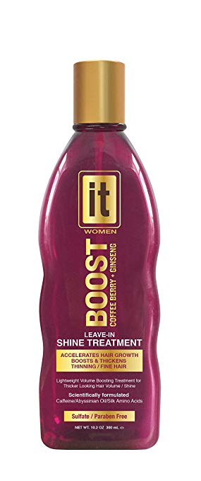 BOOST IT Leave-In Shine Treatment for Women | Hair Growth, Thicken Thinning & Fine Hair | Sulfate & Paraben Free, 10.2oz