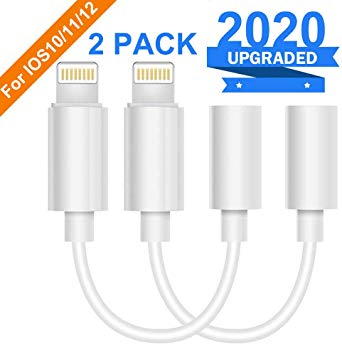 Lighting to 3.5 mm Headphone Adapter Earphone Earbuds Adapter Jack 2 Pack,Easy and Convenient,Compatible with Apple iPhone 11 Pro Max X/XS/Max/XR 7/8/8 Plus Plug and Play Microscope Adapters