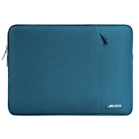 Mosiso Laptop Sleeve Bag Compatible 13-13.3 Inch MacBook Pro, MacBook Air, Notebook Computer, Vertical Style Water Repellent Polyester Protective Case Cover with Pocket, Deep Teal