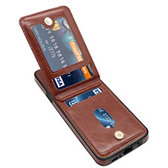 LakiBeibi Wallet Phone Case for Galaxy S9 Plus Dual Layer Lightweight Premium Leather with Card Slots Magnetic Lock Folio Flip Protective Cover for Samsung Galaxy S9 Plus 6.2 Inch (2018) - Brown