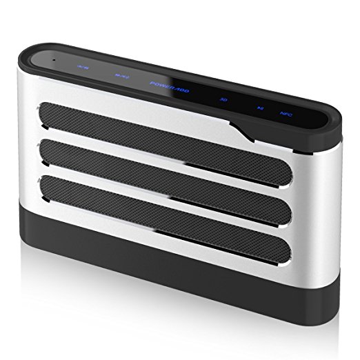 Poweradd SoundFly Bluetooth Bookself Speakers 40W(4x10W), 360 Degree Surround Stereo Sound with Hi-Fi Strong Bass, LED Backlighting Touch Screen, Support Handfree Calling,NFC Connection, Sliver