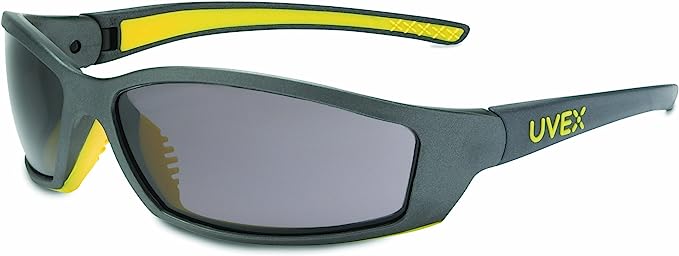 Uvex SX0401 SolarPro Safety Eyewear Gray Supra-Dura Hardcoat Lens, Gray and Yellow Frame