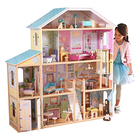 KidKraft 65252 Majestic Mansion Wooden Dolls House with Furniture and Accessories Included, 4 Storey Play Set for 30 cm/12 Inch Dolls