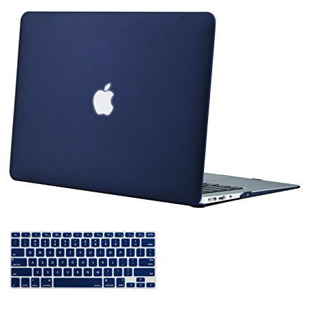 Mosiso Plastic Hard Shell Case Cover with Keyboard Cover for MacBook Air 11 Inch (Models: A1370 and A1465), Navy Blue