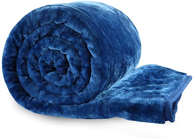 EGYPTO Fleece Blanket Faux Fur Brush Bed Sofa Throw Blanket Super Warm Luxurious Lightweight, King (200 x 240cm, Royal Blue)