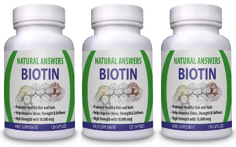 Biotin Hair Growth Supplement by Natural Answers - 360 Tablets 1 Year Supply - High Strength Biotin 10000mcg - Vitamin B7 for Healthy Hair, Nails & Skin - Suitable for Vegetarians - Uk Manufactured