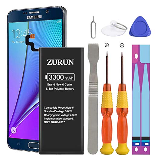 Galaxy Note 5 Battery ZURUN 3300mAh Li-Polymer Battery EB-BN920ABE Replacement for Samsung Galaxy Note 5 N920 N920V N920A N920T N920P with Screwdriver Tool Kit [2 Year Warranty]