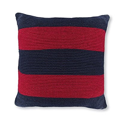 Nautica Crew Striped Knit Decorative Pillow, 18", Navy/Red