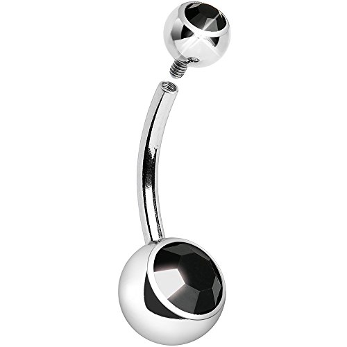 Body Candy Stainless Steel Black Accent Internally Threaded Belly Ring