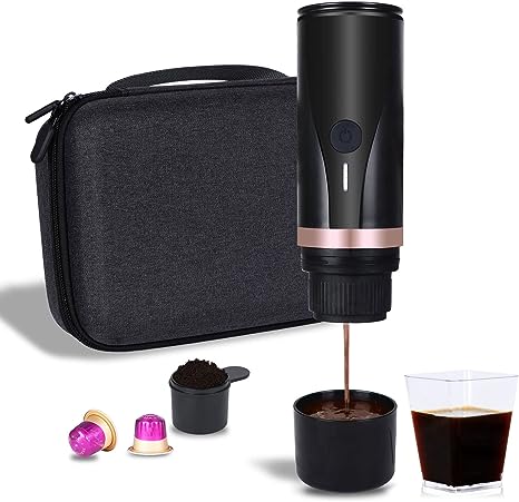 Mydio Portable Rechargeable Coffee Maker 20 Bar Pressure Travel Coffee Electric Machine with Organize Case 12V/24V Car Rechargeable Coffee Maker for Camping, Office Or Hiking Coffee Hand Machine
