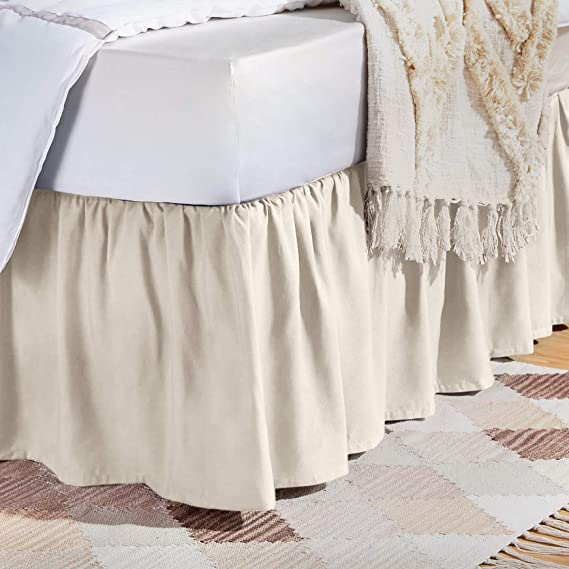 AmazonBasics Ruffled Bed Skirt - Full, Off White