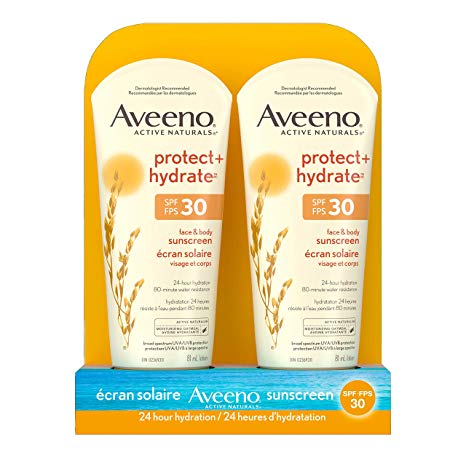 Aveeno Sunscreen Lotion SPF 30, Protect and Hydrate, UVA and UVB Protection, Duo Pack 2x81mL