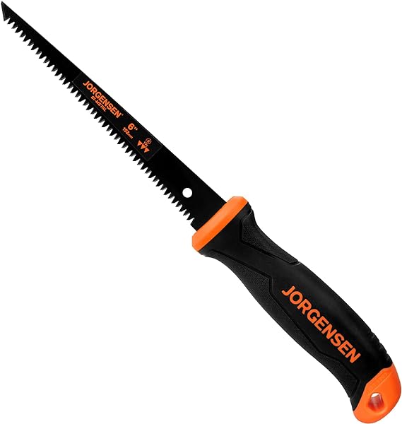 Jorgensen Drywall Saw & 6-inch Jab Saw, Keyhole Saw with Ergonomic Handle,Triple Ground Teeth, Faster Cutting Hand Saw, Sheetrock Saw, Wallboard Saw with 8-TPI Bi-metal Blade