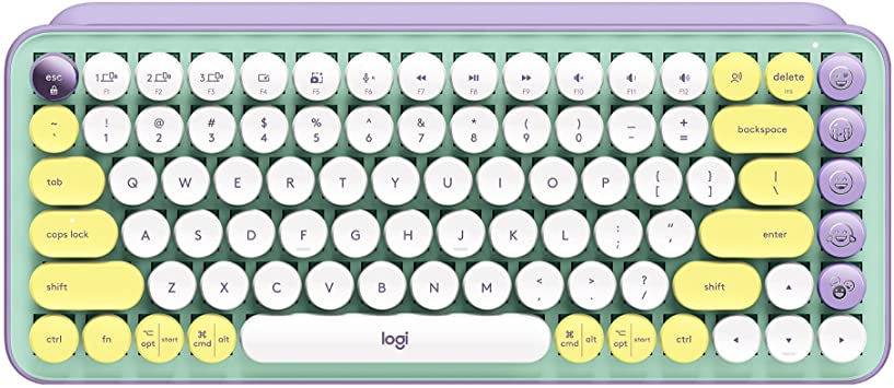 Logitech POP Keys Mechanical Wireless Keyboard with Customizable Emoji Keys, Durable Compact Design, Bluetooth or USB Connectivity, Multi-Device, OS Compatible - Daydream Mint