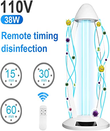 iBosi Cheng 30W 110V Portable Disinfection Lamp Home Light Bulb with Remote Control Timer, Household Lamp with Ozone