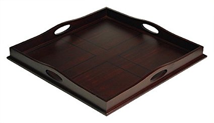 Mountain Woods 23" Square Ottoman Luxury Wooden Serving Tray
