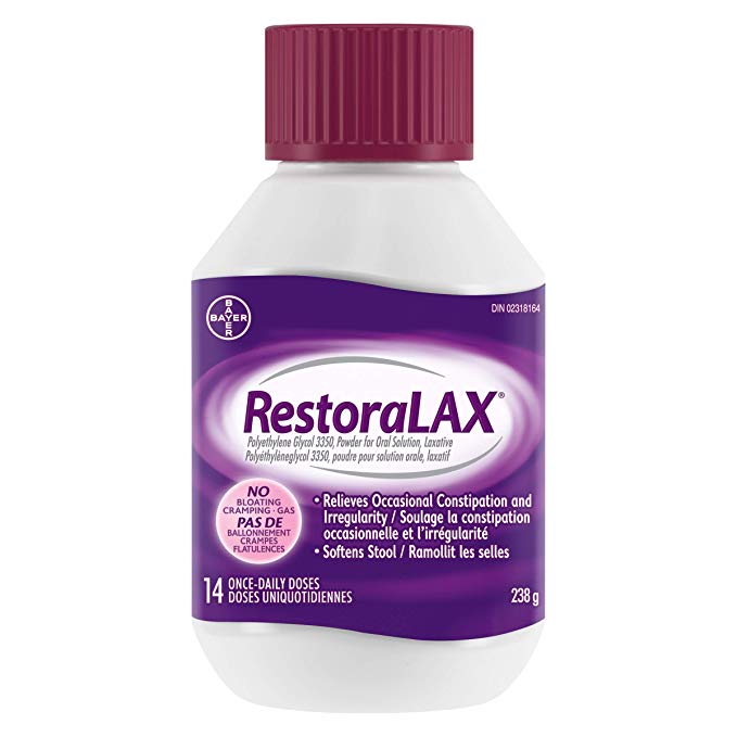 RestoraLAX Powder Laxative, Effective Relief, No Taste, No Grit, No Gas, No Bloating, No Cramps, 14 Doses, 238 grams