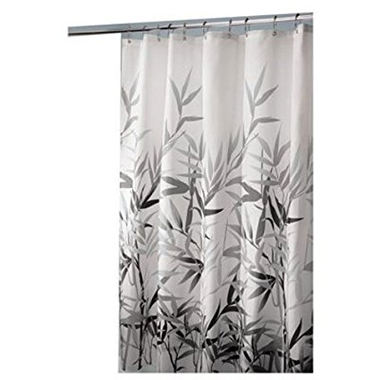 InterDesign Anzu Fabric Shower Curtain 72" x 72", Black/Gray