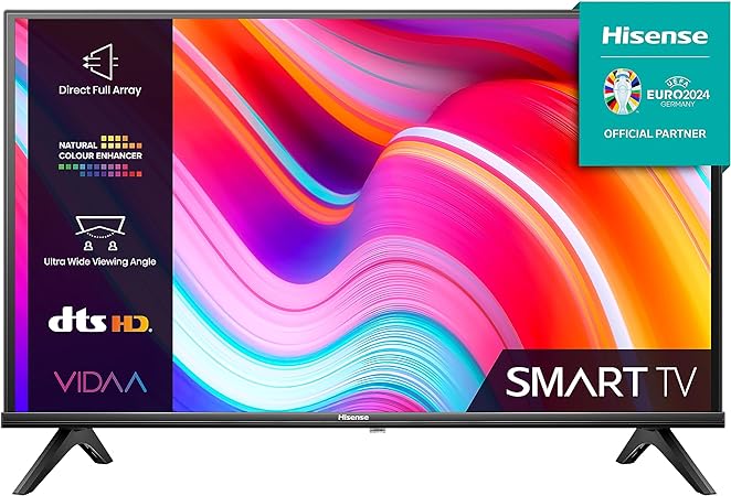 Hisense 32 Inch HD VIDAA Smart TV 32A4KTUK - Natural Enhancer, HDMI, Share to TV, and Youtube, Freeview Play, Netflix and Disney  (2023 New Model), Operating System VIDAA