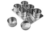 New 6 Piece Magnetic Spice Rack Space Saver w See-Through Lids