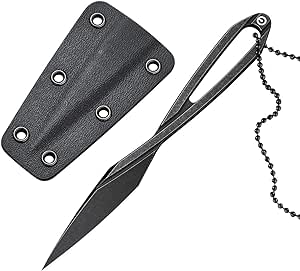 CIVIVI D-Art Neck Knife, Ostap Hel D2 Fixed Blade with a Kydex Sheath and a chain, Utility Knife Box Cutter for Cartons Cardboard Boxes C21001-2